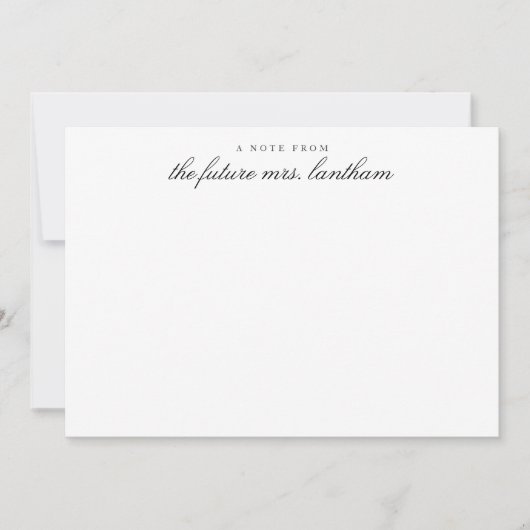 未来からミセス・ブライダル・シャワーパーソナライズされた サンキューカード (正面)