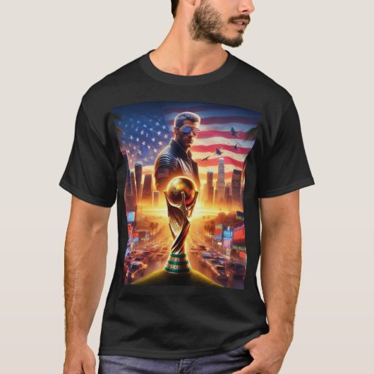 未来とレトロ2026 USA W杯ブラック2 Tシャツ (正面)