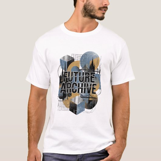未来のアーカイブ レトロ 幾何学 都市景観 Tシャツ (正面)