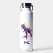 未来のグリッチTレックス恐竜と子供の名前 ウォーターボトル (正面)