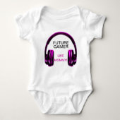 未来のゲーマーはお母さんを好みます! ベビーボディスーツ (正面)