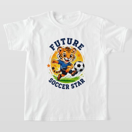 ⚽未来のサッカースター チャンピオン 🐯 Tシャツ (レイダウン)