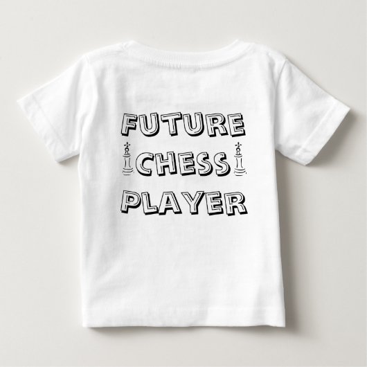 未来のチェスをする人の幼児の子供の茎のゲーム ベビーTシャツ (裏面)