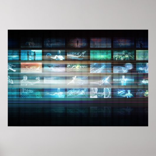 未来のテクノロジーと未来のテクノロジー抽象芸術 ポスター (正面)