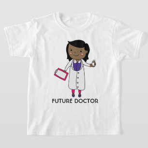 未来のドクターガールブラウンスキンブラックヘア Tシャツ