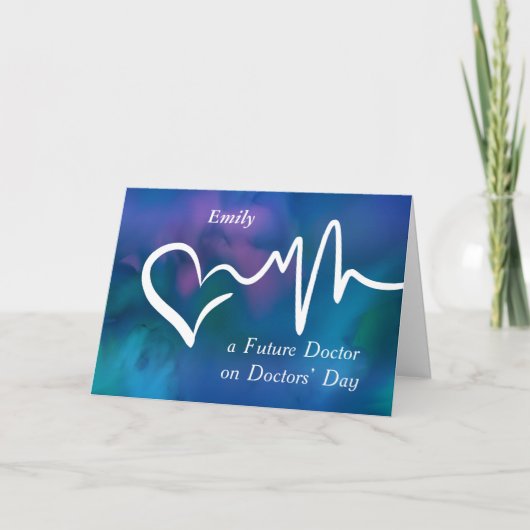 未来のドクターズデイ心のこもったブルー感謝していー カード (正面)