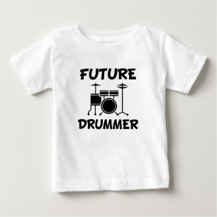 未来のドラマーのおもしろいなベビーのワイシャツ ベビーTシャツ