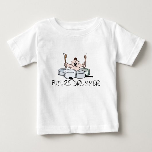 未来のドラマーのTシャツおよびギフト ベビーTシャツ (正面)