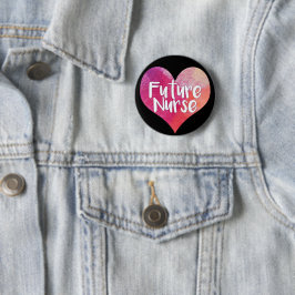 未来のナースの水彩画のハート 缶バッジ