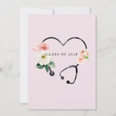 未来のナース卒業フローラ聴診器ピンク 招待状 (裏面)