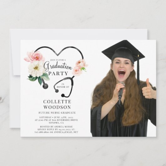 未来のナース卒業写真パーティー 招待状 (正面)