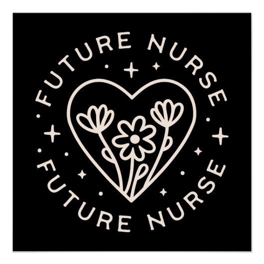 未来のナース肯定フローラ引用文黒 ポスター (正面)