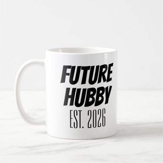未来のハビーエスト。2024たった今結婚しました新夫 コーヒーマグカップ (左)
