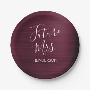 未来のバーガンディ夫人ブライダルシャワー ペーパープレート