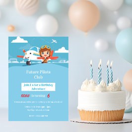 未来のパイロット飛行機アドベンチャー 誕生日 招待状