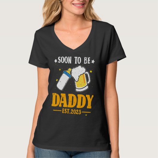 未来のパパ父親はすぐにパパ妊娠になる Tシャツ (正面)