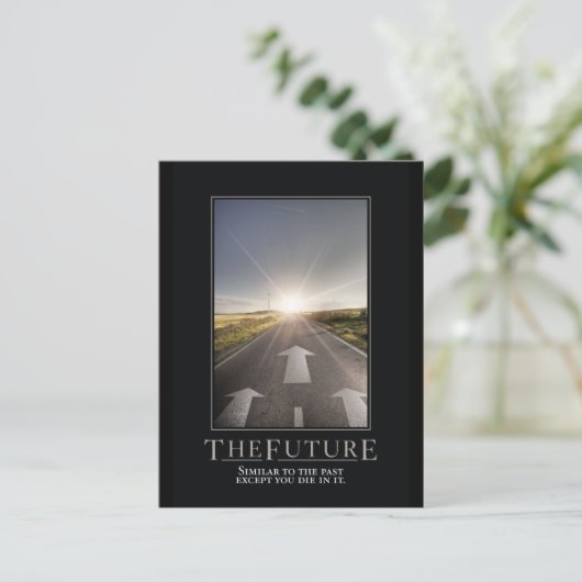 未来のパロディやる気を起こさせるハガキ ポストカード (スタンド正面)