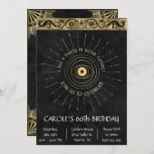 未来のパーティー、タロットカード誕生日 招待状 (正面/裏面)