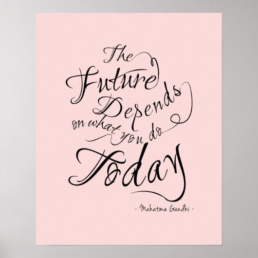 未来のピンクの書道のポス感動的ター ポスター (正面)