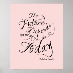 未来のピンクの書道感動的なポスター ポスター