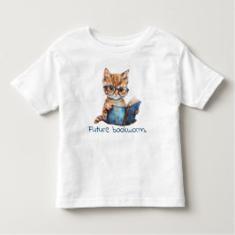 未来のブックワーム読猫のベビー トドラーTシャツ