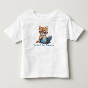 未来のブックワーム読猫のベビー トドラーTシャツ