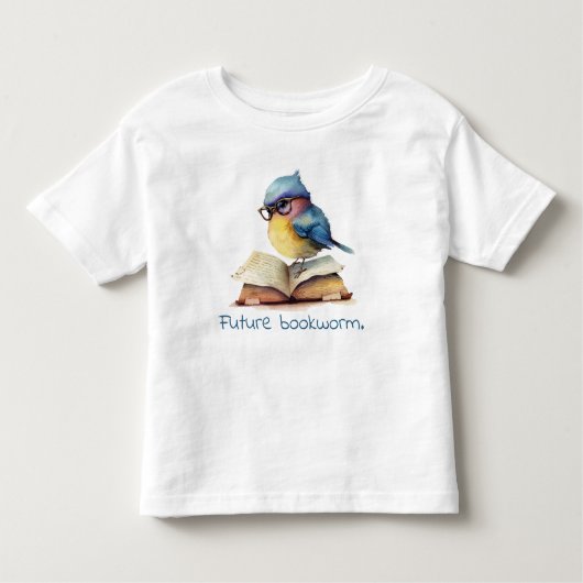 未来のブックワーム青読鳥ベビー トドラーTシャツ (正面)