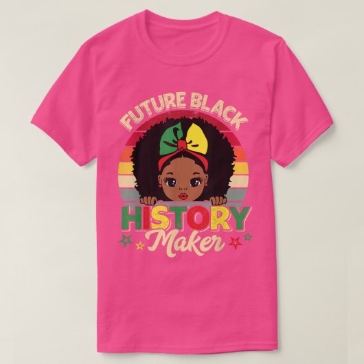 未来のブラック歴史メーカーJunefuth Afro Girls W Tシャツ (デザイン正面)