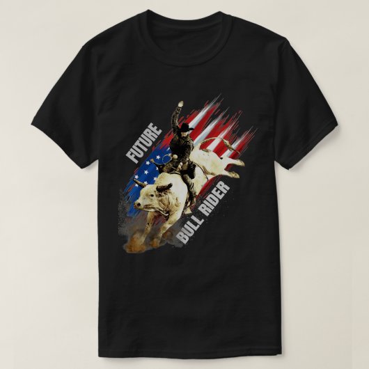 未来のブル・ライダーギフト愛国的アメリカ国旗 Tシャツ (デザイン正面)