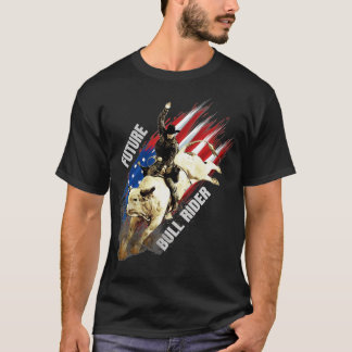 未来のブル・ライダーギフト愛国的アメリカ国旗 Tシャツ
