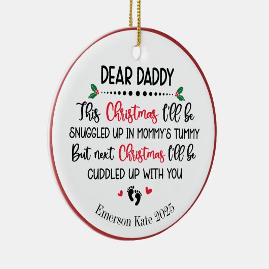 未来のベビーのパパクリスマス セラミックオーナメント (右)