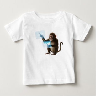 未来のホログラフィックWoを使用する賢いサル ベビーTシャツ