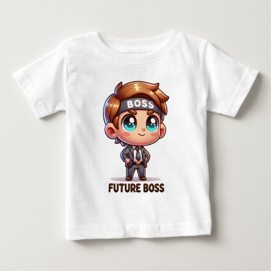 未来のボスキッズTシャツ – 愛らしい漫画 ベビーTシャツ (正面)