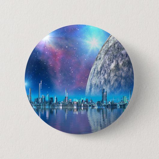 未来のボタン/バッジのコバルトの島都市 缶バッジ (正面)