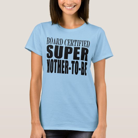 未来のママおもしろいの赤んすごい坊シャワー Tシャツ (正面)