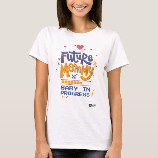 未来のママの女性ホワイト Tシャツ (正面)