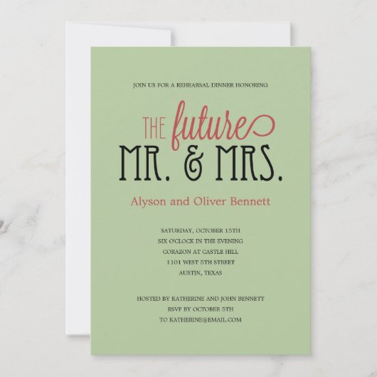 未来のミスターとミセスリハーサルディナー/ウェディングシャワー 招待状 (正面)