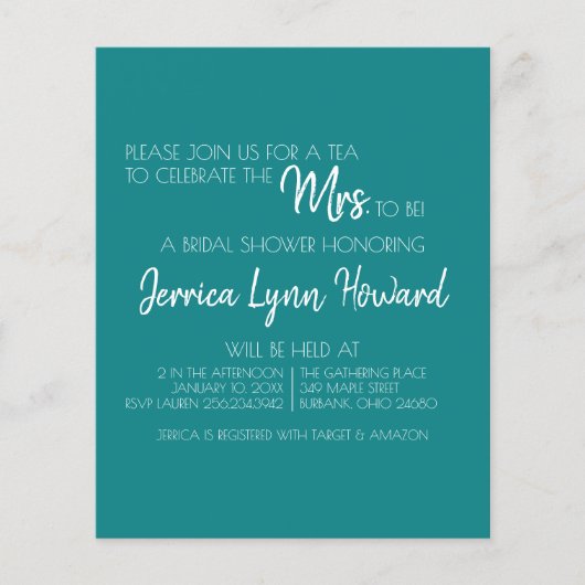 未来のミスターミセス・ブライダルシャワー・フライヤー チラシ (正面)