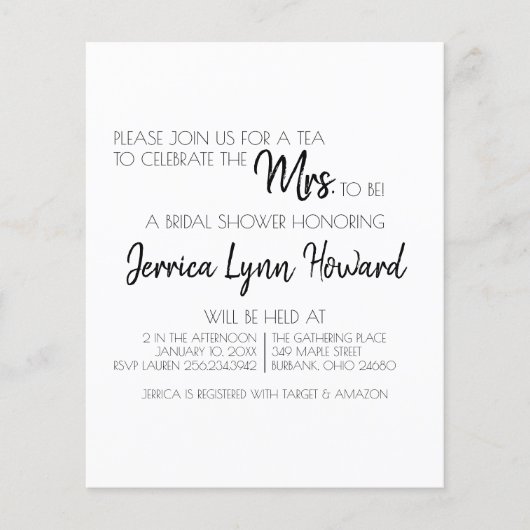 未来のミスターミセス・ブライダルシャワー・フライヤー チラシ (正面)