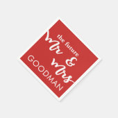 未来のミスター・アンド・ミセス・カクテル・ナプキンス(赤) スタンダードカクテルナプキン (角)