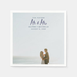 未来のミスター・アンド・ミセス・フォト・婚約・ナプキンス スタンダードカクテルナプキン