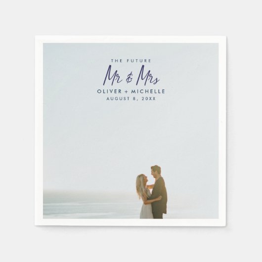 未来のミスター・アンド・ミセス・フォト・婚約・ナプキンス スタンダードカクテルナプキン (正面)