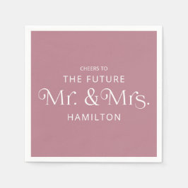 未来のミスター・アンド・ミセス・婚約パーティ・ダスティピンク スタンダードカクテルナプキン