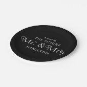 未来のミスター＆ミセスのエンゲージメントパーティー ブラック ペーパープレート (アングル)