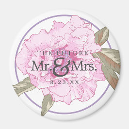 未来のミスター&ミセスフローラ結婚式の日付を保存 マグネット