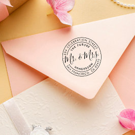 未来のミスター&ミセス名前をカスタムする&ラウンド差出人住所 ラバースタンプ