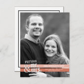 未来のミスター&ミセス・ウェディングは日付を保存 – ピーチ 案内ポストカード (正面/裏面)