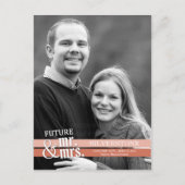 未来のミスター&ミセス・ウェディングは日付を保存 – ピーチ 案内ポストカード (正面)