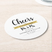 未来のミスター&ミセス カスタムユニークに乾杯 ラウンドペーパーコースター (アングル)