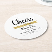 未来のミスター＆ミセス カスタム ユニークに乾杯 ラウンドペーパーコースター (アングル)